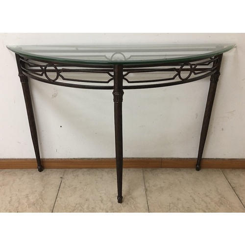 Metal Console Table with Tempered Glass Top